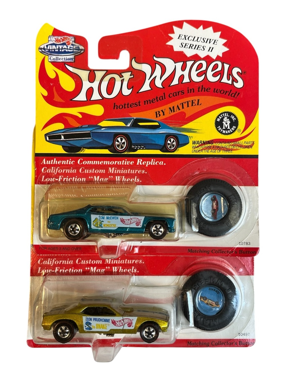 Lot of 2 Hot Wheels 1993 Vintage Collection Snake & Mongoose Series II Redlines